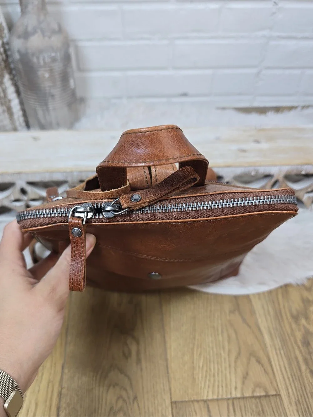 Spikes and Sparrow Brown Leather Backpack